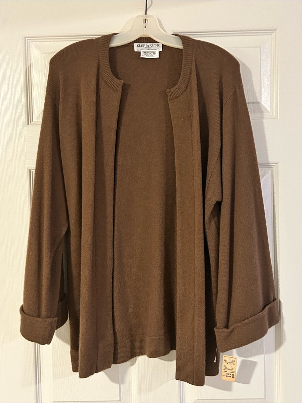 Gloria Sachs Vintage 100% Scottish Cashmere Open Front Cardigan NEW WITH TAG